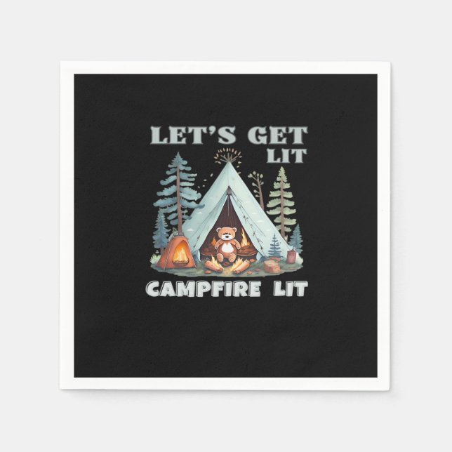 Let's Get Lit. Campfire Lit. Vibe Camping Classic Napkin (Front)