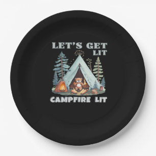 Let's Get Lit. Campfire Lit. Vibe Camping Classic Paper Plate