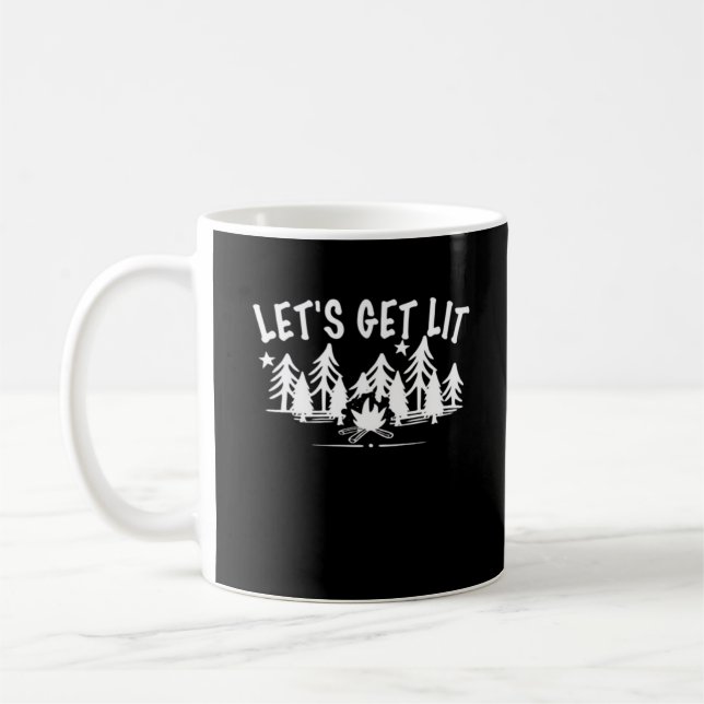 Let's Get Lit - Camping Quote - White Text Classic Coffee Mug (Left)