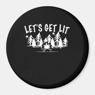 Let's Get Lit - Camping Quote - White Text Classic Magnet