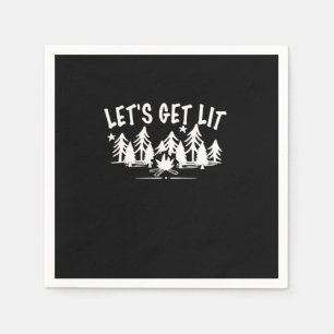 Let's Get Lit - Camping Quote - White Text Classic Napkin