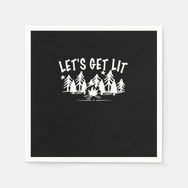 Let's Get Lit - Camping Quote - White Text Classic Napkin (Front)