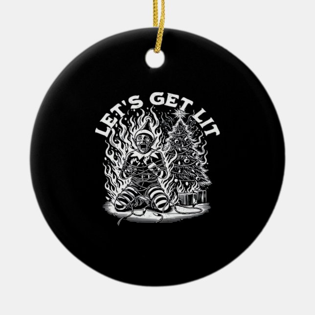 Let's Get Lit Christmas Christmas Celebration Ceramic Tree Decoration (Front)