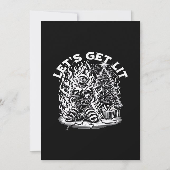 Let's Get Lit Christmas Christmas Celebration Holiday Card (Front)