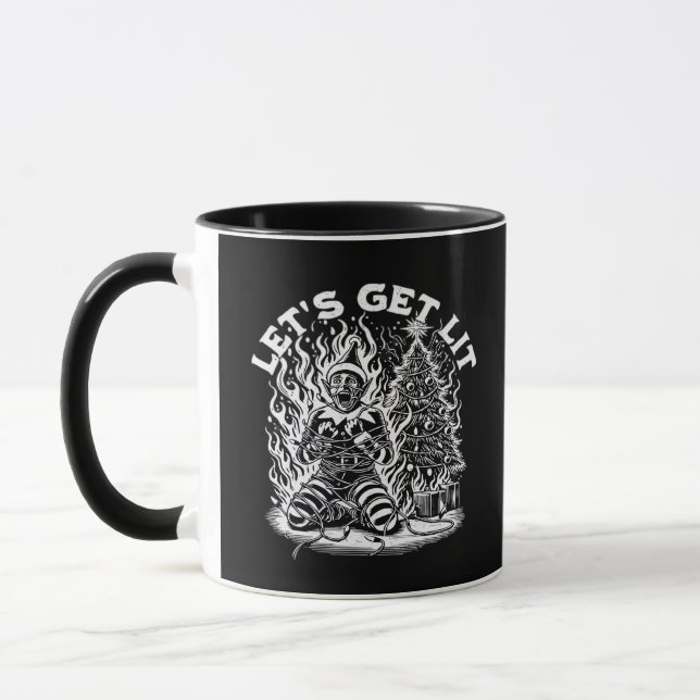 Let's Get Lit Christmas Christmas Celebration Mug (Left)