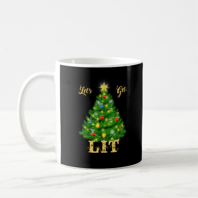 Let's Get Lit Christmas Christmas Coffee Mug (Left)