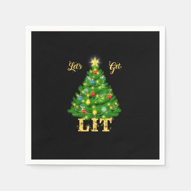 Let's Get Lit Christmas Christmas Napkin (Front)