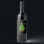 Let's Get Lit Christmas Christmas Wine Label<br><div class="desc">Let's Get Lit Christmas Christmas: A festive double-pun design emphasising the joy of Christmas. Perfect for family outfits and seasonal humour. Fun,  bold,  and playful.</div>