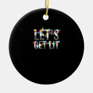 Let's Get Lit, Christmas Drinking, Christmas Light Ceramic Tree Decoration