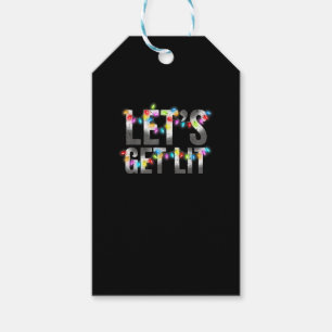 Let's Get Lit, Christmas Drinking, Christmas Light Gift Tags