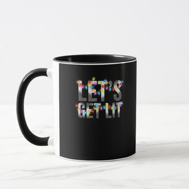 Let's Get Lit, Christmas Drinking, Christmas Light Mug (Left)