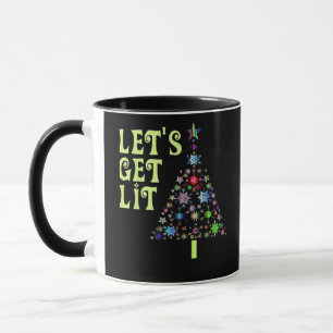 Let's Get Lit Christmas Funny Design Mug