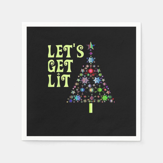 Let's Get Lit Christmas Funny Design Napkin (Front)