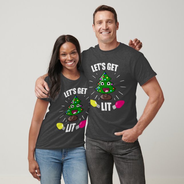 Let's Get Lit Christmas Humour T-Shirt (Unisex)