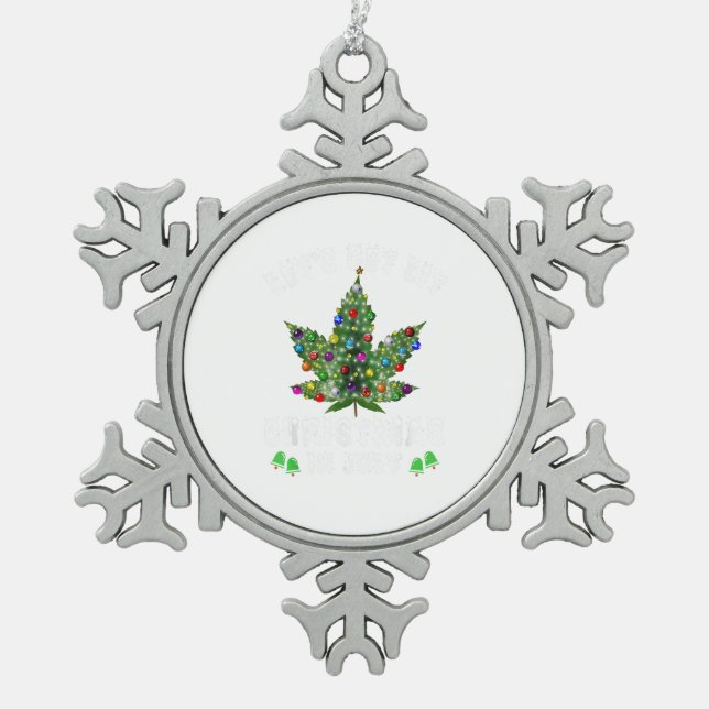 Let's Get Lit Christmas In July Christmas Tree Snowflake Pewter Christmas Ornament (Front)