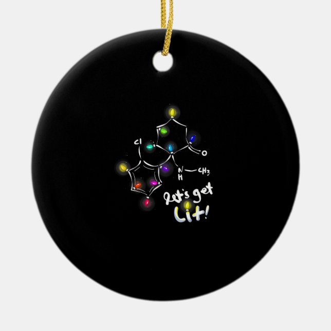 Let's Get Lit Christmas Ketamine Ceramic Tree Decoration (Front)