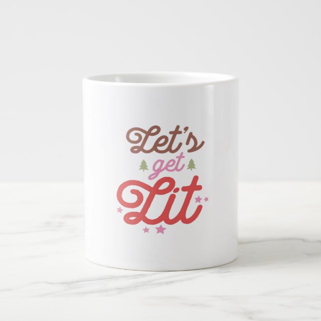 Let's Get Lit, Christmas  Large Coffee Mug (Front)