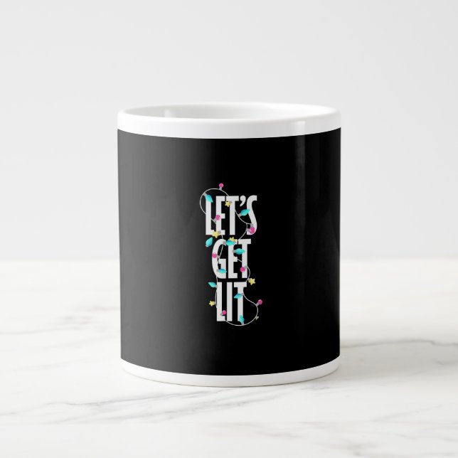 Let's Get Lit Christmas Light Large Coffee Mug (Front)