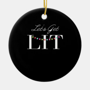 Let's Get Lit Christmas Lights Classic Ceramic Tree Decoration