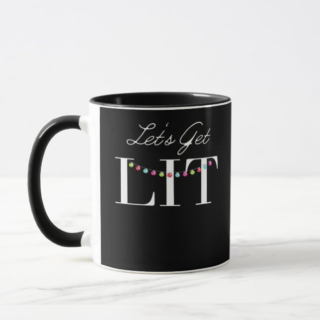 Let's Get Lit Christmas Lights Classic Mug (Left)