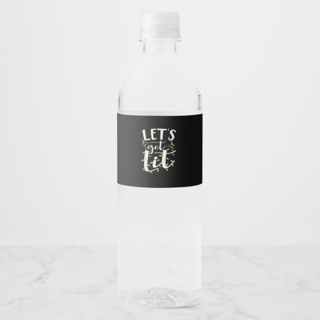 Let's Get Lit Christmas Lights Creative Classic Water Bottle Label (Front)