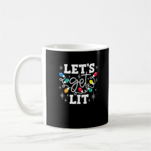 Let's Get Lit Christmas Lights Funny Retro Coffee Mug