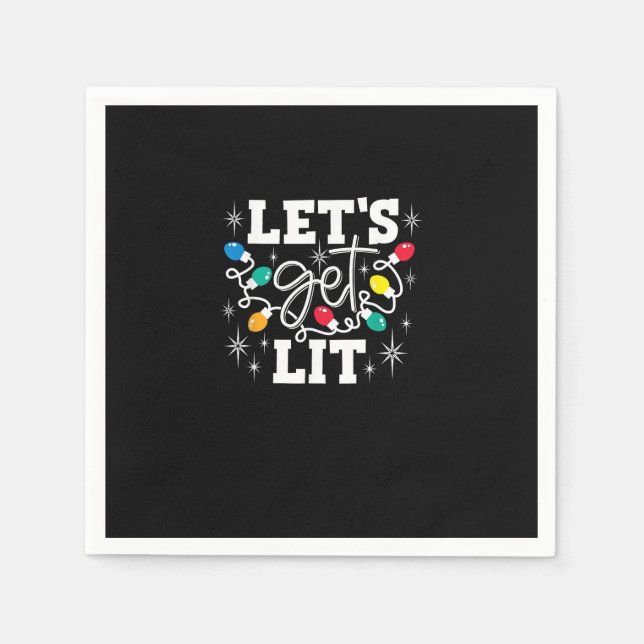 Let's Get Lit Christmas Lights Funny Retro Napkin (Front)