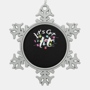 Let's Get Lit, Christmas Lights - Getting Lit At C Snowflake Pewter Christmas Ornament
