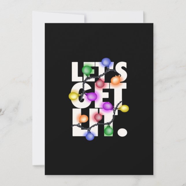 Let's Get Lit Christmas Outfit Classic Holiday Card (Front)