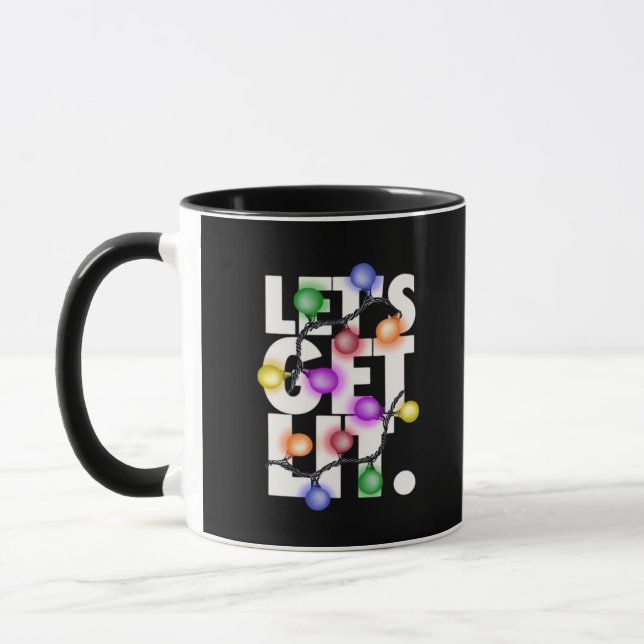 Let's Get Lit Christmas Outfit Classic Mug (Left)