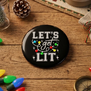 Let's Get Lit Christmas Party Funny - Xmas Light 3 Cm Round Badge