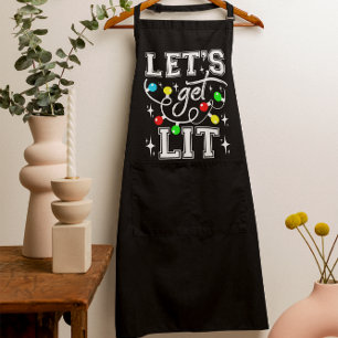 Let's Get Lit Christmas Party Funny - Xmas Light Apron