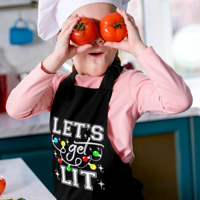 Let's Get Lit Christmas Party Funny - Xmas Light Apron (Creator Uploaded)