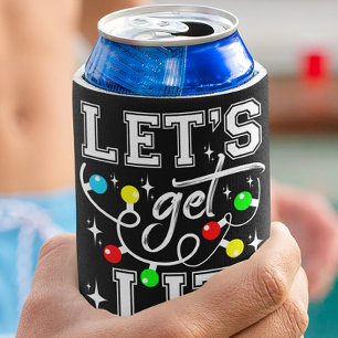 Let's Get Lit Christmas Party Funny - Xmas Light Can Cooler
