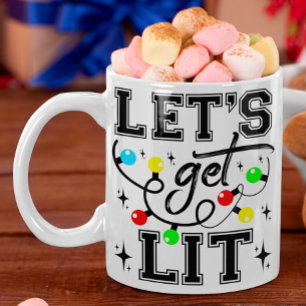 Let's Get Lit Christmas Party Funny - Xmas Light Coffee Mug