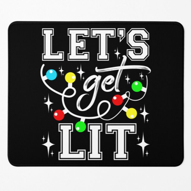 Let's Get Lit Christmas Party Funny - Xmas Light Mouse Mat (Creator Uploaded)
