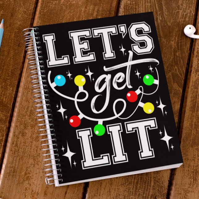 Let's Get Lit Christmas Party Funny - Xmas Light Notebook (Creator Uploaded)