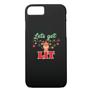 Let's Get Lit Christmas Reindeer Funny iPhone 8/7 Case