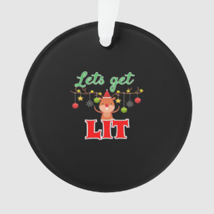 Let's Get Lit Christmas Reindeer Funny Ornament