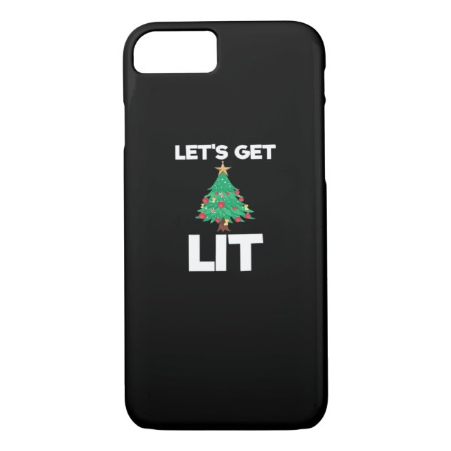 Let's Get Lit Christmas Tree Holiday Drinking Case-Mate iPhone Case (Back)