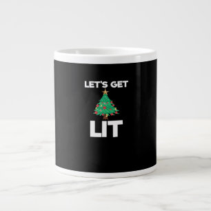 Let's Get Lit Christmas Tree Holiday Drinking Large Coffee Mug