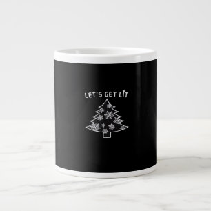 Let's Get Lit Christmas Tree Holiday Lights Essent Large Coffee Mug