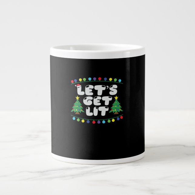 Let's Get Lit Christmas Tree Jingle Bells  Large Coffee Mug (Front)