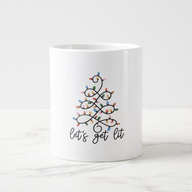 Let's Get Lit Christmas Tree Lights Classic Large Coffee Mug (Front)