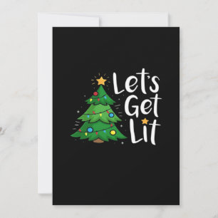 Let's Get Lit Christmas Tree Lights Funny Classic Holiday Card