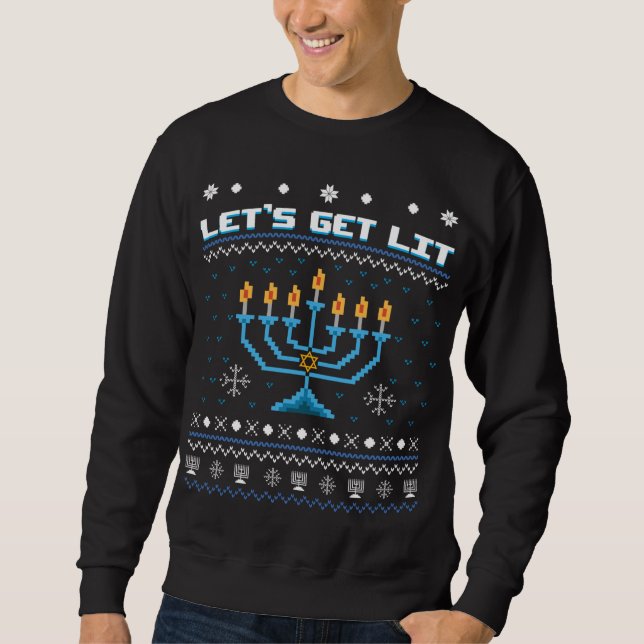 Let's Get Lit Christmas Tree Sweatshirt (Front)