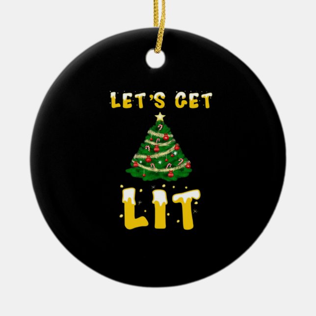 Let's Get Lit Classic Creative Unique Ceramic Tree Decoration (Front)
