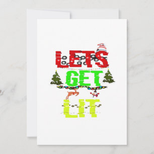 Let's Get Lit Classic Funny Retro Holiday Card