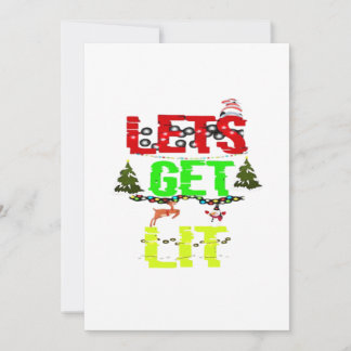 Let's Get Lit Classic Funny Retro Holiday Card
