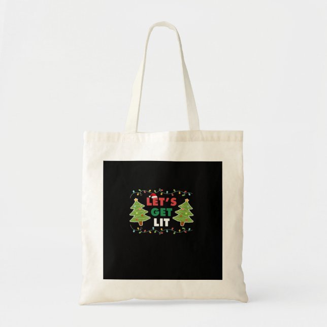 Let's Get Lit Classic Retro Graphic Tote Bag (Front)